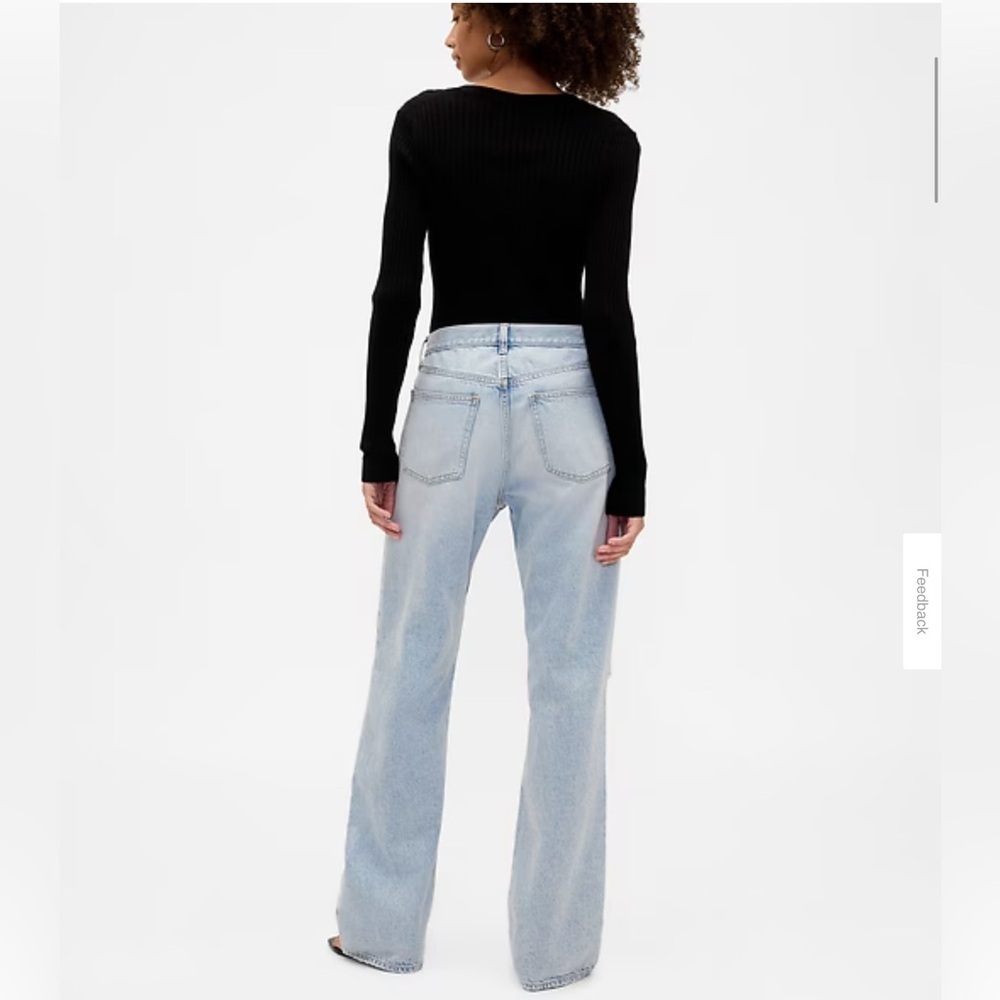 GAP Loose Fit Mid Rise Destructed Flare Light Blue Jeans. 10/30 - Picture 2 of 7